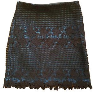 LOFT Ann Taylor Teal Black Lace Skirt Size 0 Romantic Goth